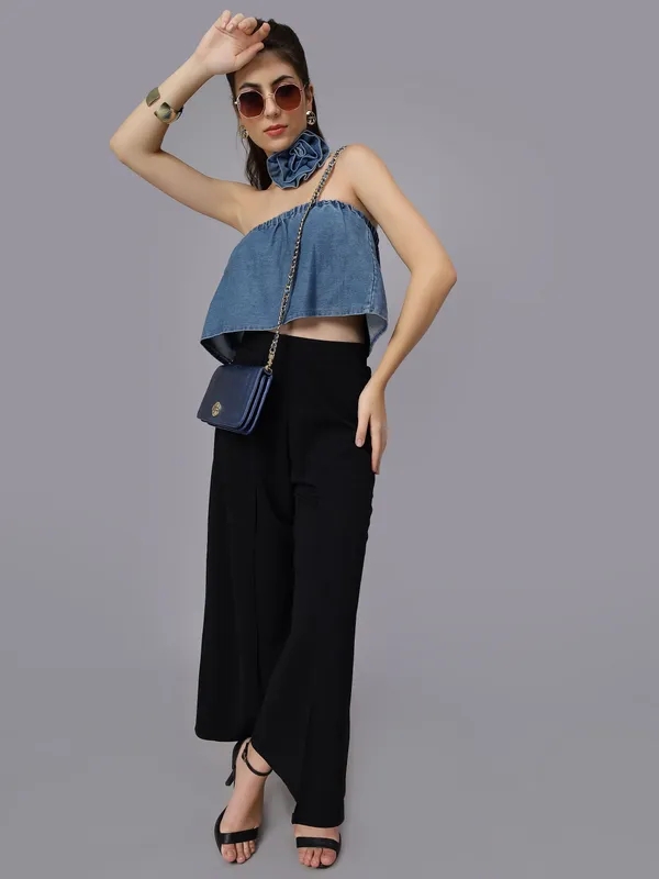 Order Denim Loose Tube Crop Top One Size Blue Online