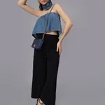 Order Denim Loose Tube Crop Top One Size Blue Online