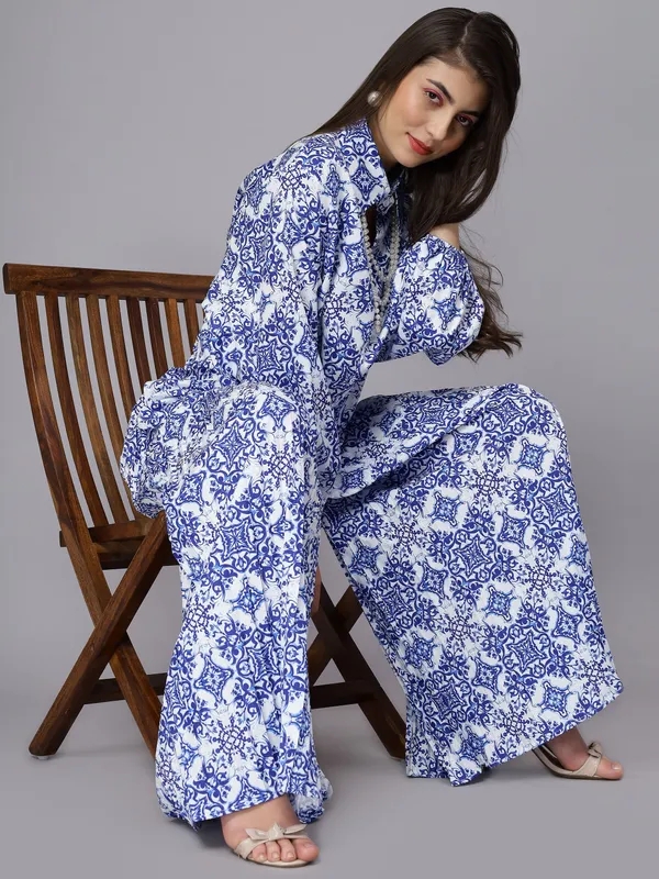 Buy Majolica Print Oversized Two-Piece Set One Size Blue Online