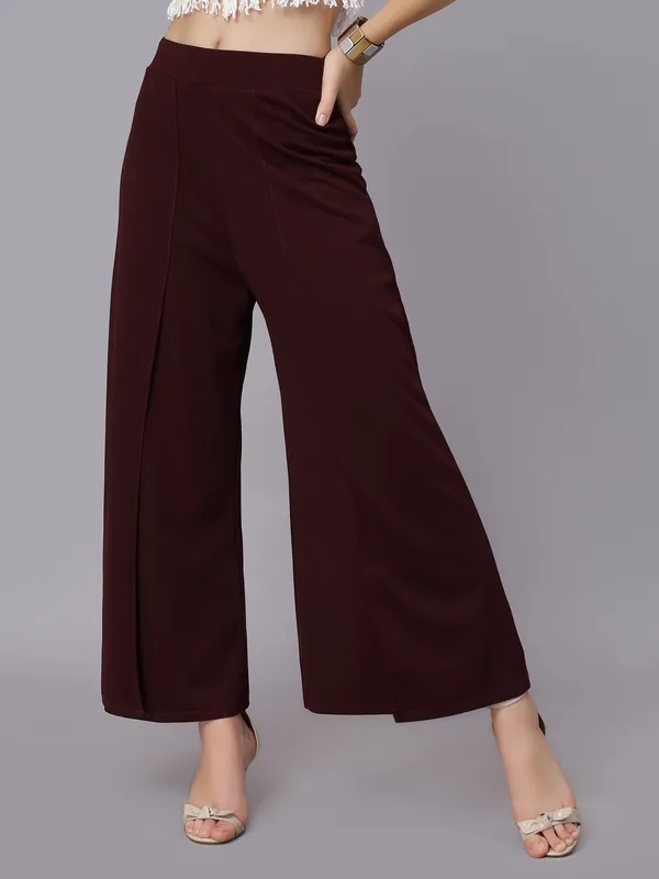 Buy Stylish Front Overlap Slit Pants M Wine Online