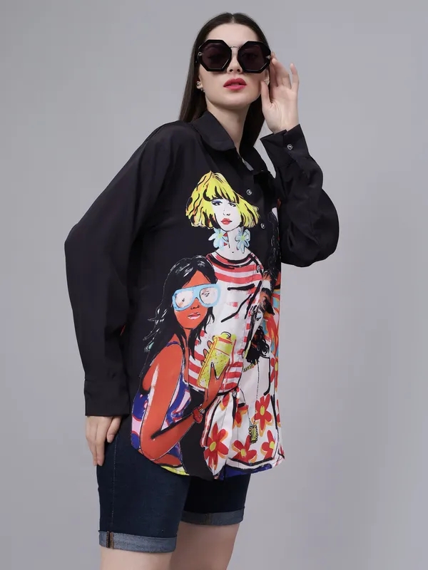 Buy Hip-Hop Girls Oversized Shirt  One Size Black at Best Price