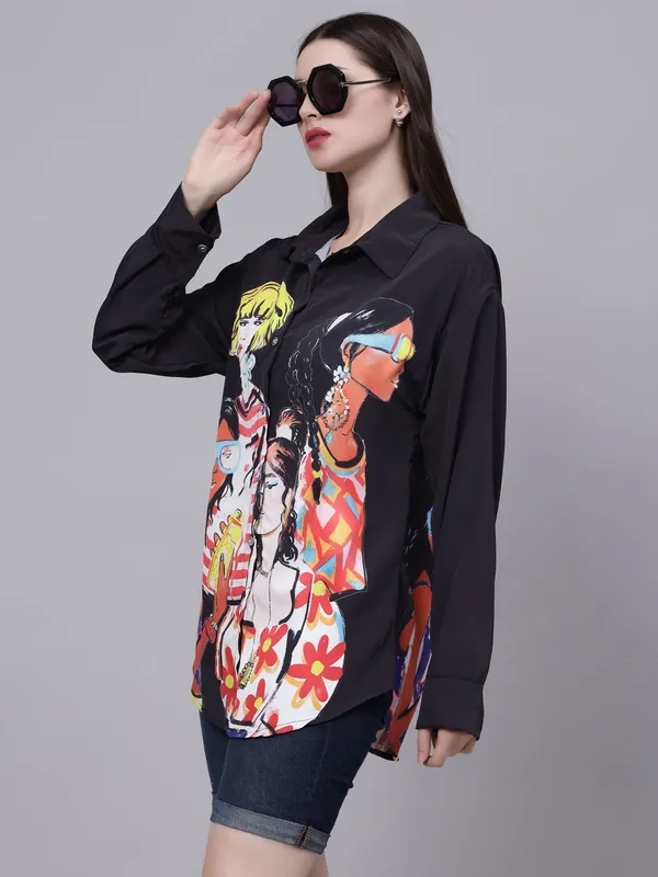 Buy Hip-Hop Girls Oversized Shirt  One Size Black Online