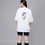 Buy Gambling Girl Graphic Oversized T- Shirt One Size White