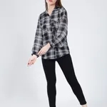 Buy Plaid Sheer Shirt One-Size Black at Best Price