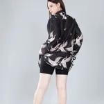 Buy Crane Print Oversized Shirt M Black