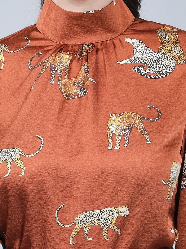 Order Leopards Print Blouse S Rust Online