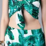 Shop for Front Knot Tube Top and Shorts Set M Green Online