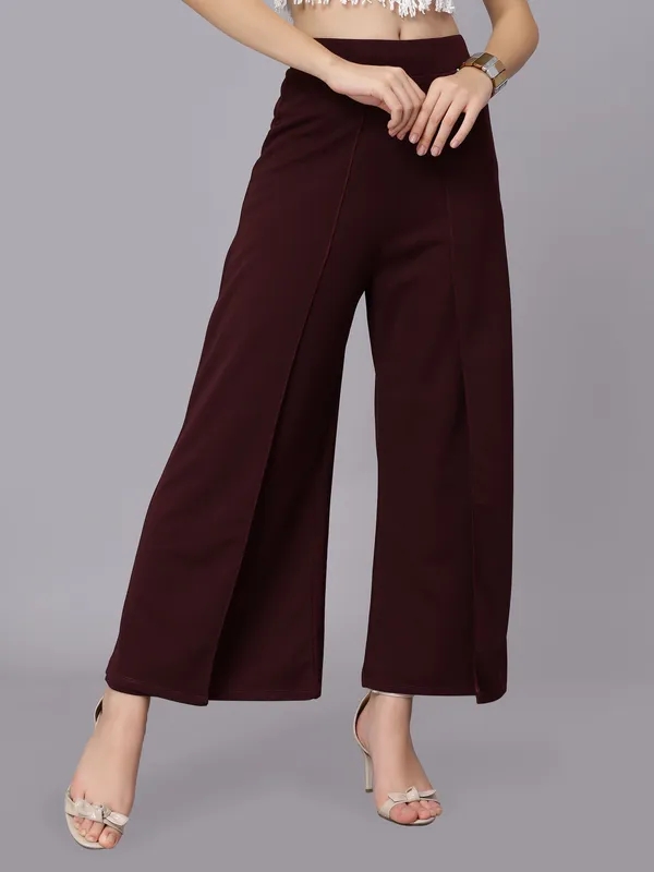 Buy Front Overlap Slit Pants M Wine