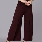 Buy Front Overlap Slit Pants M Wine