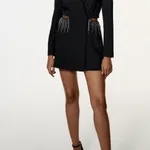 Rhinestones Cut-Out Playsuit S Black