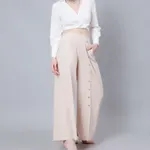 Classic Blouse & Culottes Set S Beige