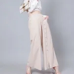 Buy Stylish Classic Blouse & Culottes Set S Beige Online