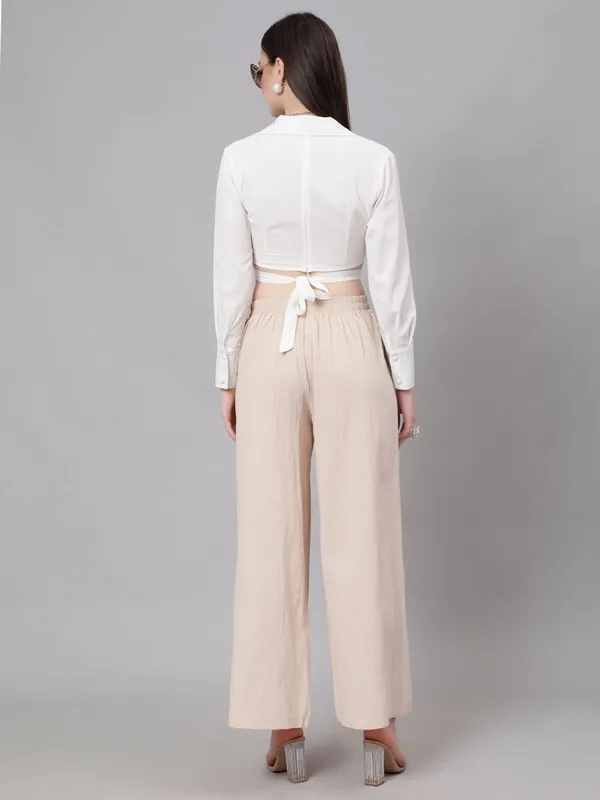 Buy Classic Blouse & Culottes Set S Beige Online