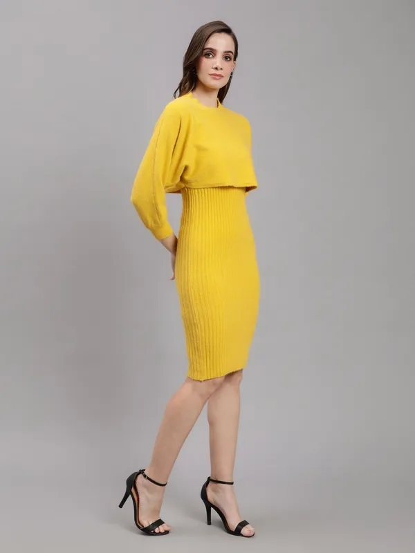 Buy Knitted Two Piece Dress Set One Size Yellow Online