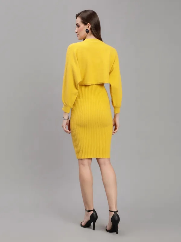 Order Knitted Two Piece Dress Set One Size Yellow Online