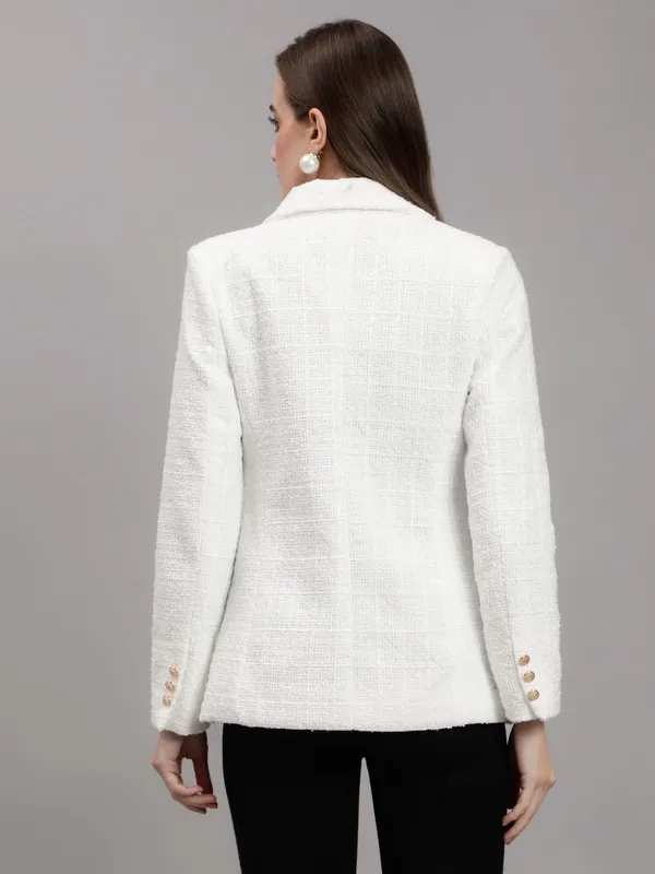 Buy Stylish Classic Tweed Blazer One Size White Online