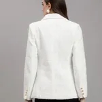 Buy Stylish Classic Tweed Blazer One Size White Online