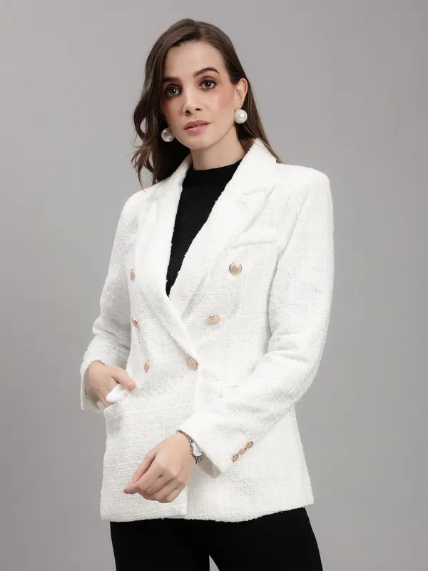 Classic Tweed Blazer One Size White