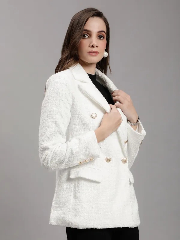 Buy Classic Tweed Blazer One Size White