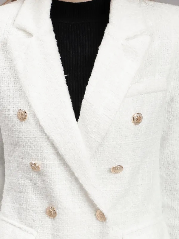 Shop for Classic Tweed Blazer One Size White Online