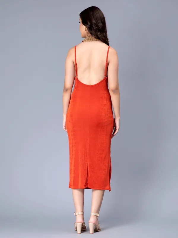 Buy Sexy Backless Sheath Dress  S Rust Online