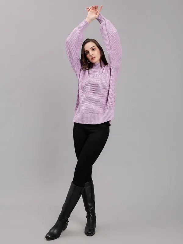 Buy Stylish Warm Knitted Pullover  One Size Lavender Online