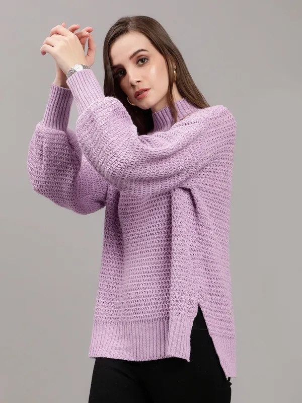 Shop for Warm Knitted Pullover  One Size Lavender Online