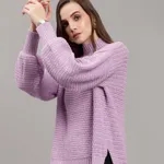 Shop for Warm Knitted Pullover  One Size Lavender Online