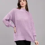 Warm Knitted Pullover  One Size Lavender