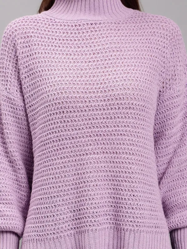 Buy Warm Knitted Pullover  One Size Lavender at Best Price