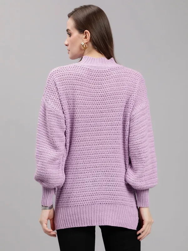 Buy Warm Knitted Pullover  One Size Lavender Online