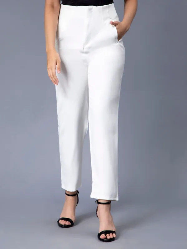 Buy No Waist Band Pants S White Online