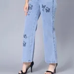 Buy Butterfly Print Jeans S Blue Stone