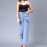 Buy Stylish Butterfly Print Jeans S Blue Stone Online