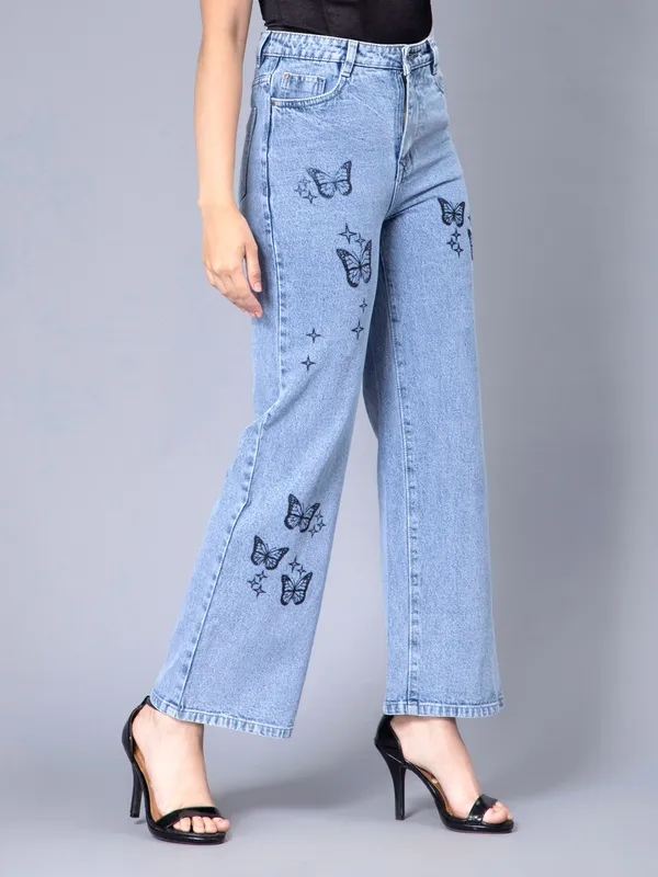 Shop for Butterfly Print Jeans S Blue Stone Online