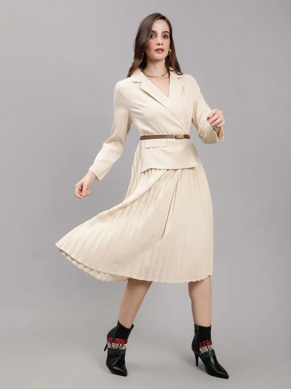 Shop for Blazer Pleated Dress One Size Off-White Online