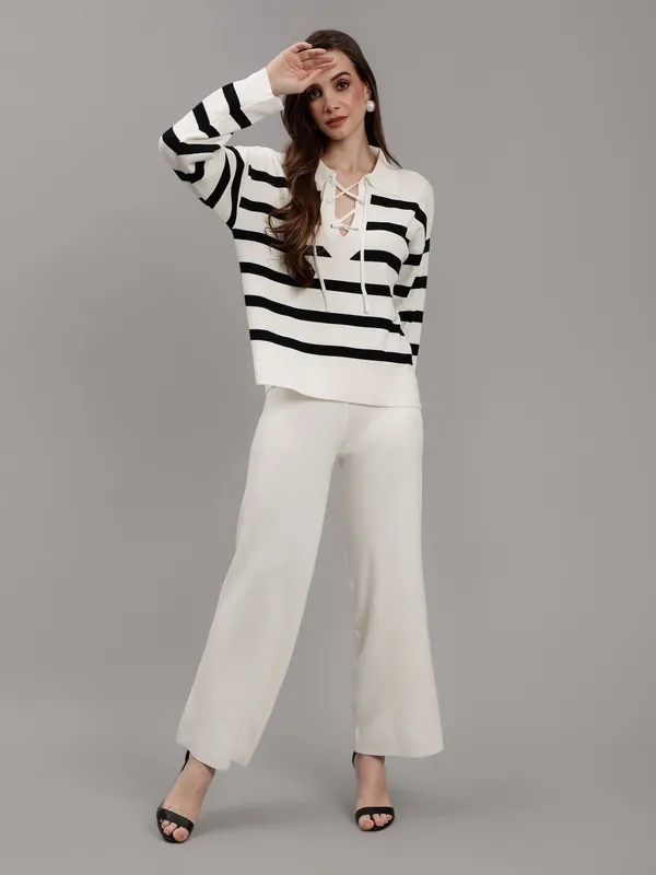 Order Striped Knitted Two Piece Set One Size Off-White Online