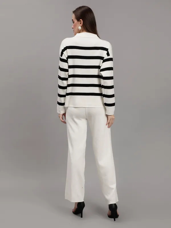 Shop for Striped Knitted Two Piece Set One Size Off-White Online