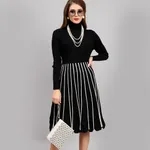 Elegant Winter Scallop Dress One Size Black