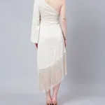 Buy Fringe-Trimmed Party Dress S Cream