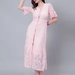 Retro Lace Swing Dress XS Pink