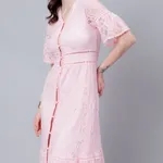 Buy Stylish Retro Lace Swing Dress XS Pink Online