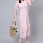 Buy Retro Lace Swing Dress XS Pink