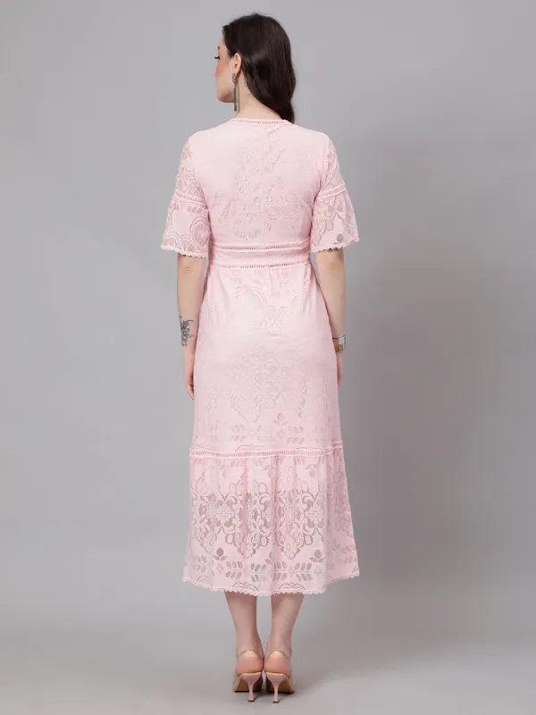 Buy Retro Lace Swing Dress XS Pink Online