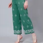 Buy High Waist Embroidered Trousers XS Green