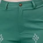 Order High Waist Embroidered Trousers XS Green Online