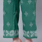 Buy High Waist Embroidered Trousers XS Green at Best Price