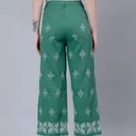 Shop for High Waist Embroidered Trousers XS Green Online