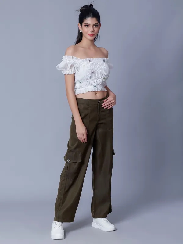 Casual Sporty Cargo Pant S Olive Green