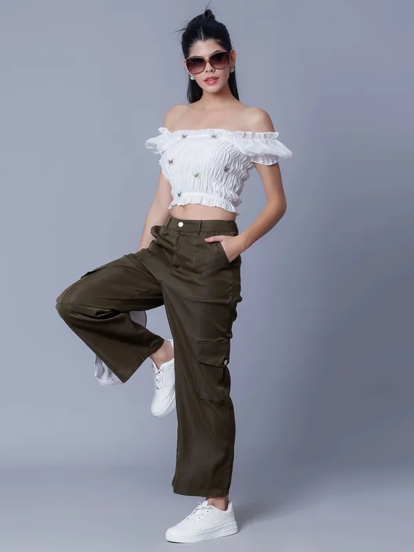 Buy Casual Sporty Cargo Pant S Olive Green at Best Price